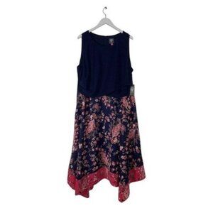 Vince Camuto Women's Navy Blue Floral Dress Plus Size 24W NWT